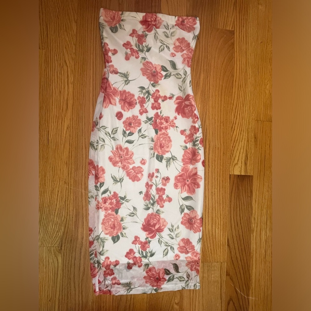 Strapless Floral Bodycon